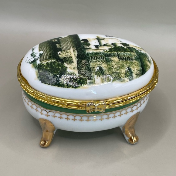 Other - Vintage Baku Azerbaijan Oval Jewelry Trinket Footed Hinged Porcelain Box